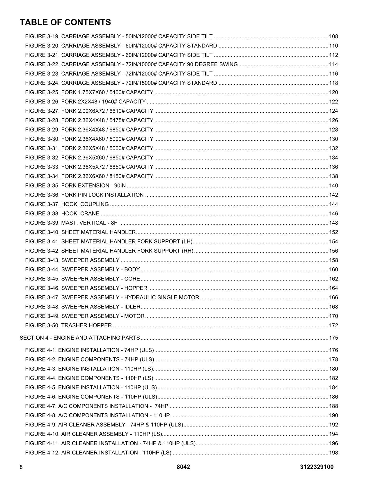 SKYTRAK 8042 Telehandler Parts Catalog Manual