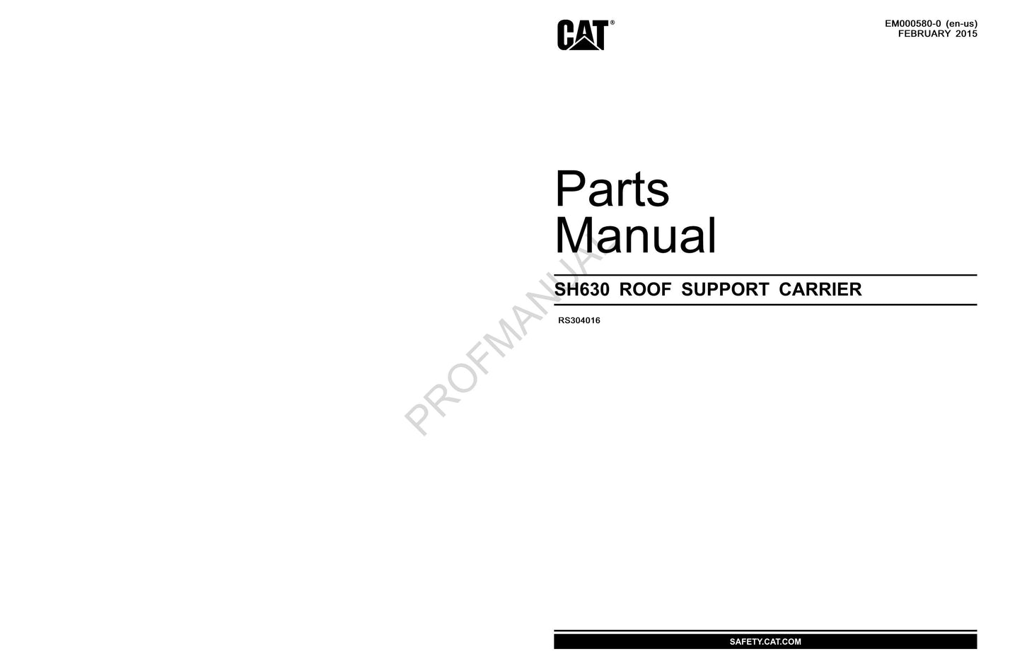 Caterpillar Cat SH630 Underground Longwall Parts Catalog Manual