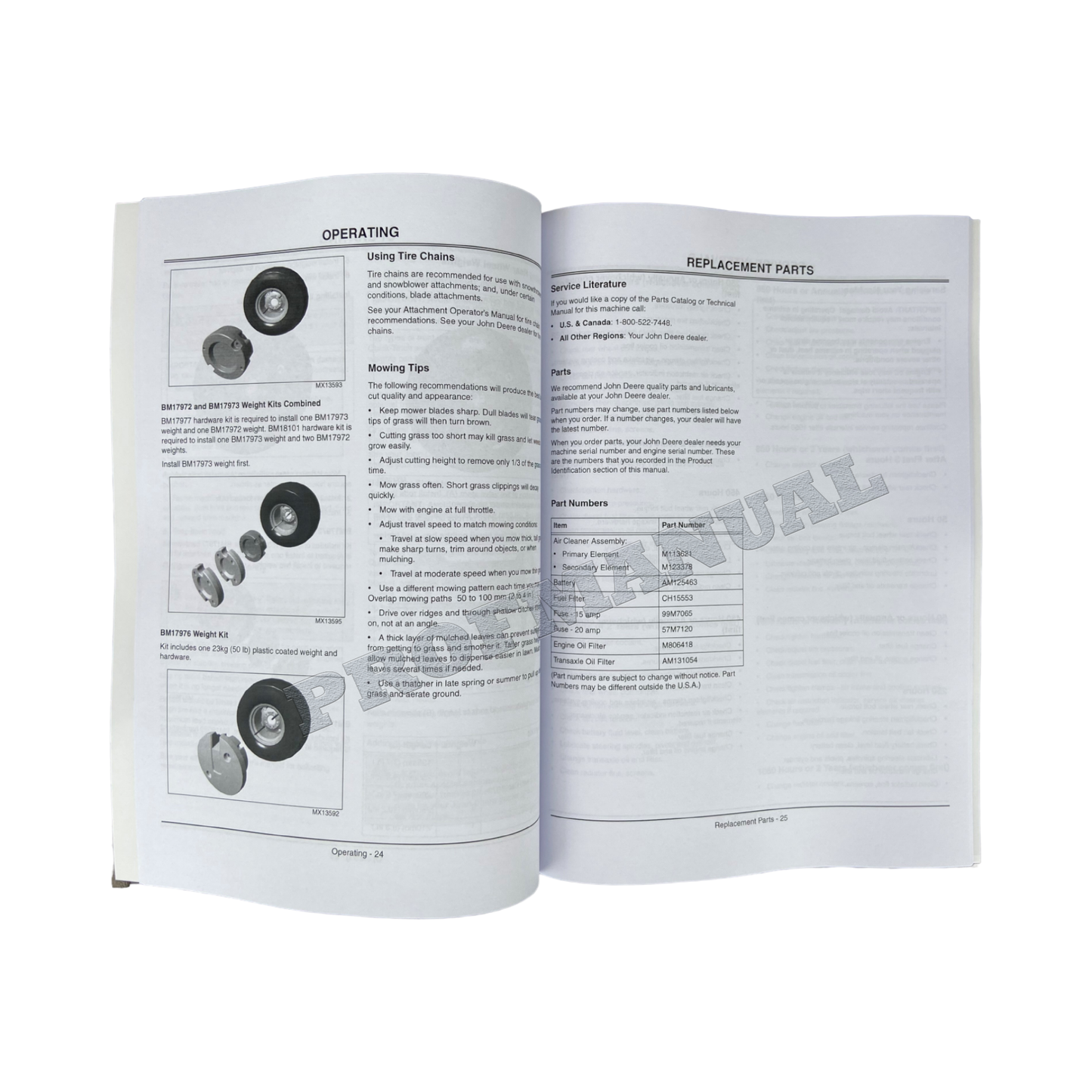 JOHN DEERE X495 TRACTOR OPERATORS MANUAL #1