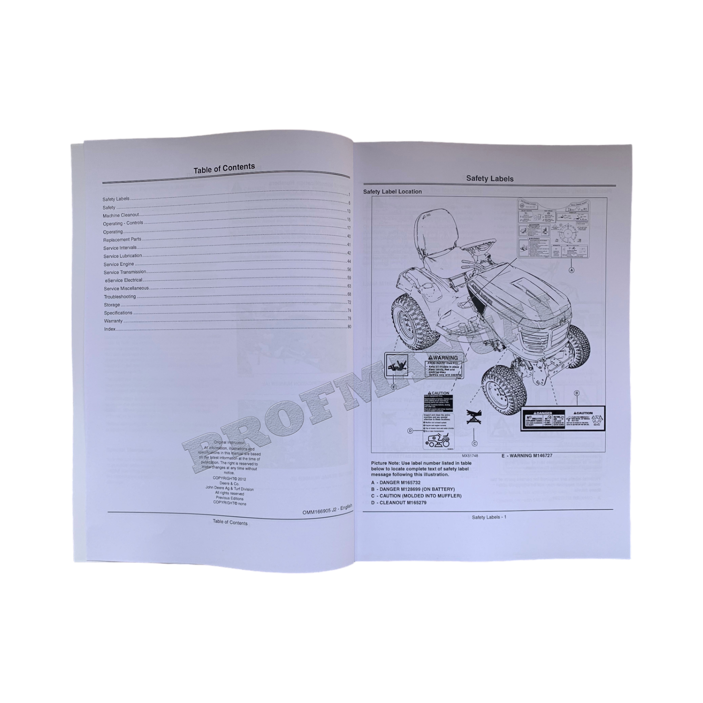 JOHN DEERE X710 X730 X734 X738 X739 TRAKTOR-BETRIEBSHANDBUCH + !BONUS! OMM166905