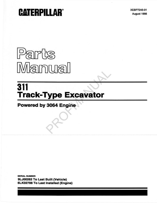 Ersatzteilkatalog für Raupenbagger Caterpillar 311, Handbuch 6LK2788-Up, 9LJ262-Up