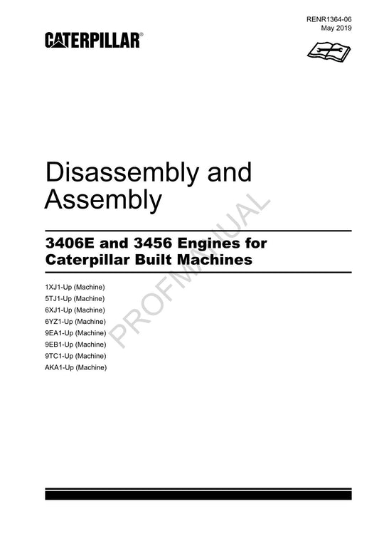 Caterpillar CAT 3406E 3456 ENGINE Built Machine Manual Disassembly Assembly