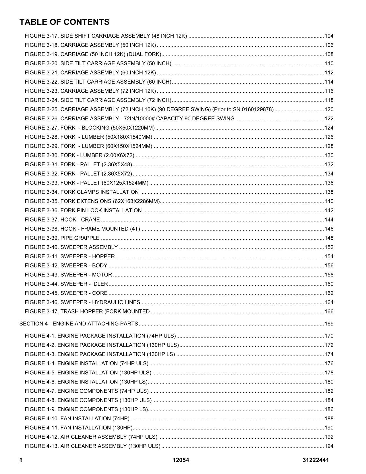 SKYTRAK 12054 Telehandler Parts Catalog Manual 31222441