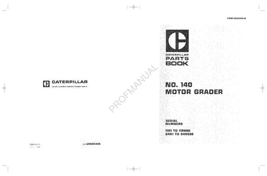 Caterpillar Cat 140 Motor Grader Parts Catalog Manual UEG0230S