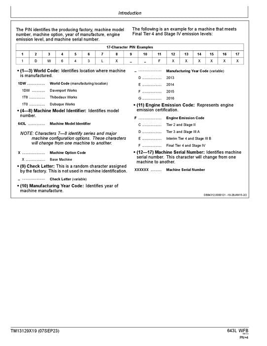 JOHN DEERE 643L FELLER BUNCHER OPERATION TEST TECHNICAL MANUAL TM13129X19