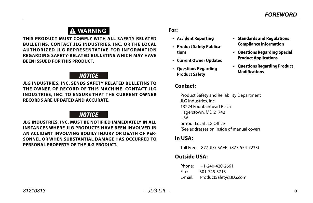 TOUCAN 12E 12E Plus 32E Vertical Lift Maintenance Operators Manual 31210313