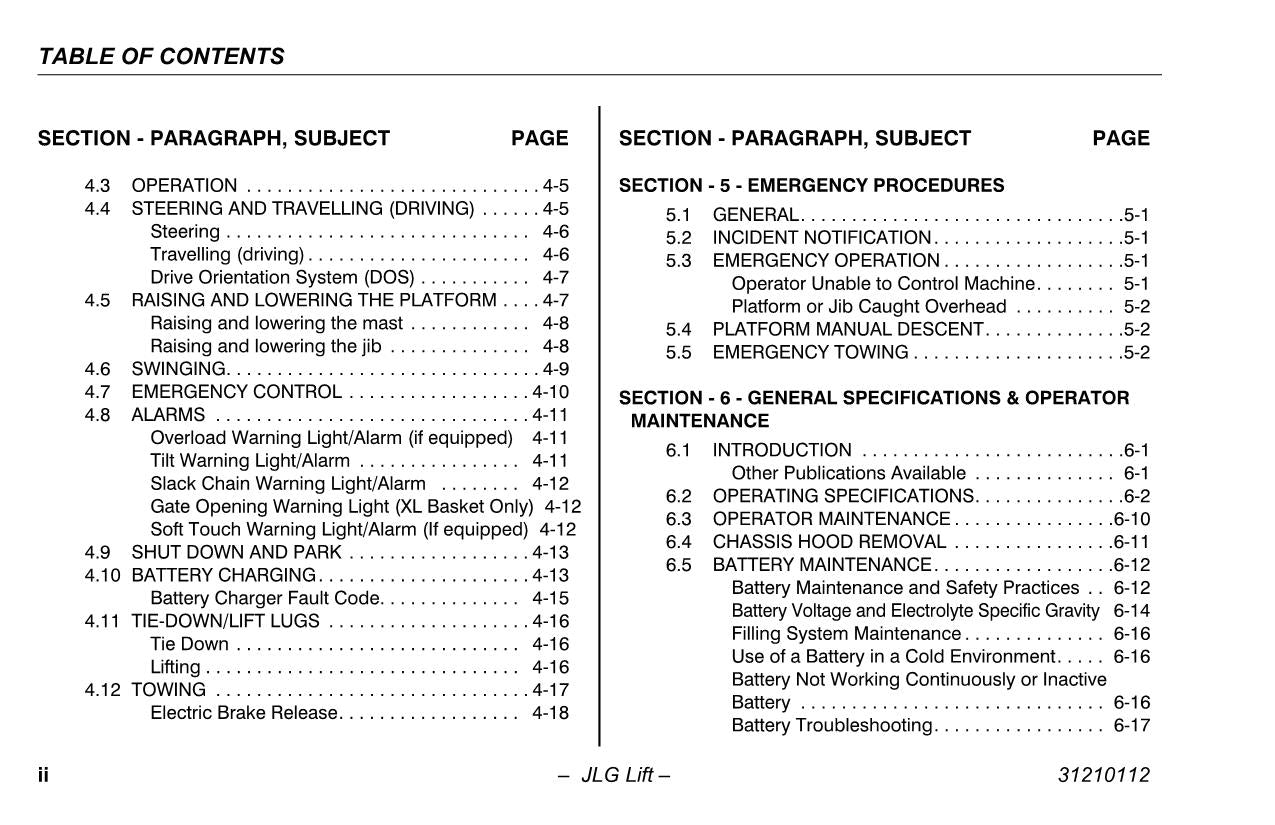 TOUCAN 20E 8E Vertical Lift Maintenance Operation Operators Manual 31210112