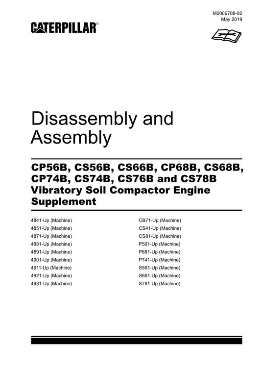 Caterpillar CP56B CS56B CS66B Compactor Engine Suppl Disass Assem Service Manual