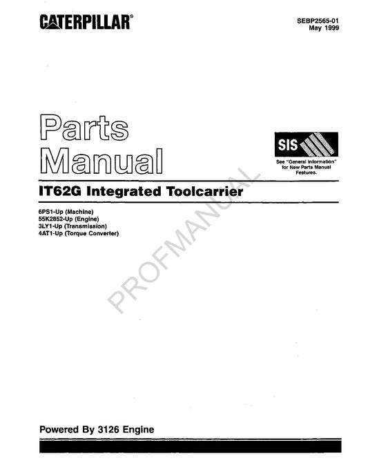 Caterpillar Cat IT62G Integrated Toolcarrier Parts Catalog Manual SEBP2565