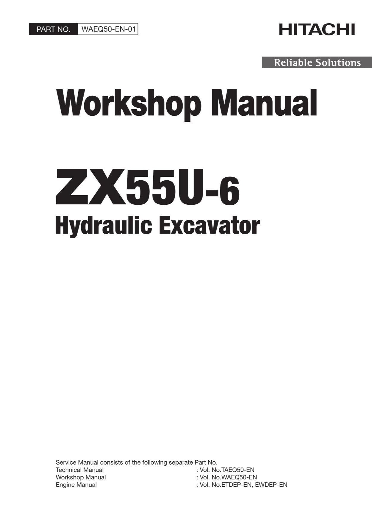 Hitachi ZX55U-6 Excavator Workshop Service Repair manual