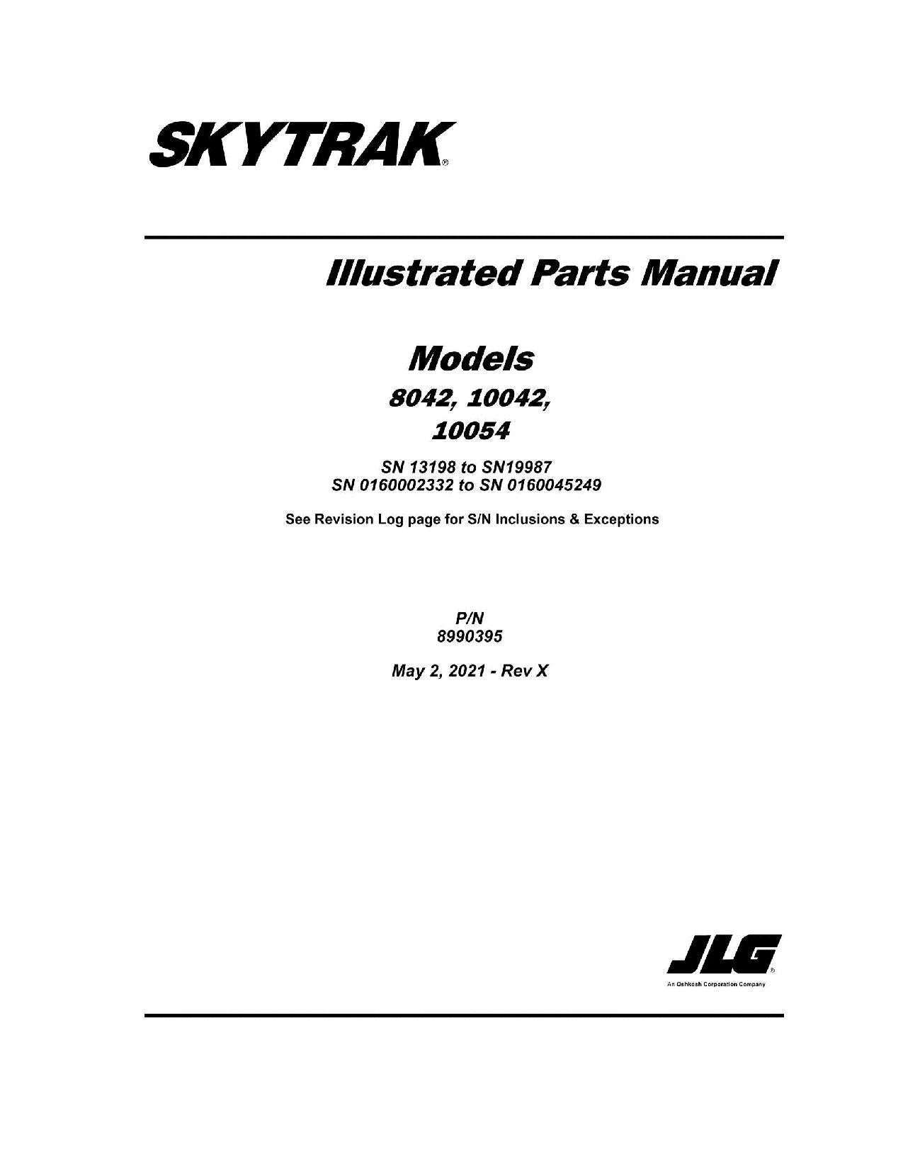 SKYTRAK 10042 10054 8042 Telehandler Parts Catalog Manual 8990395