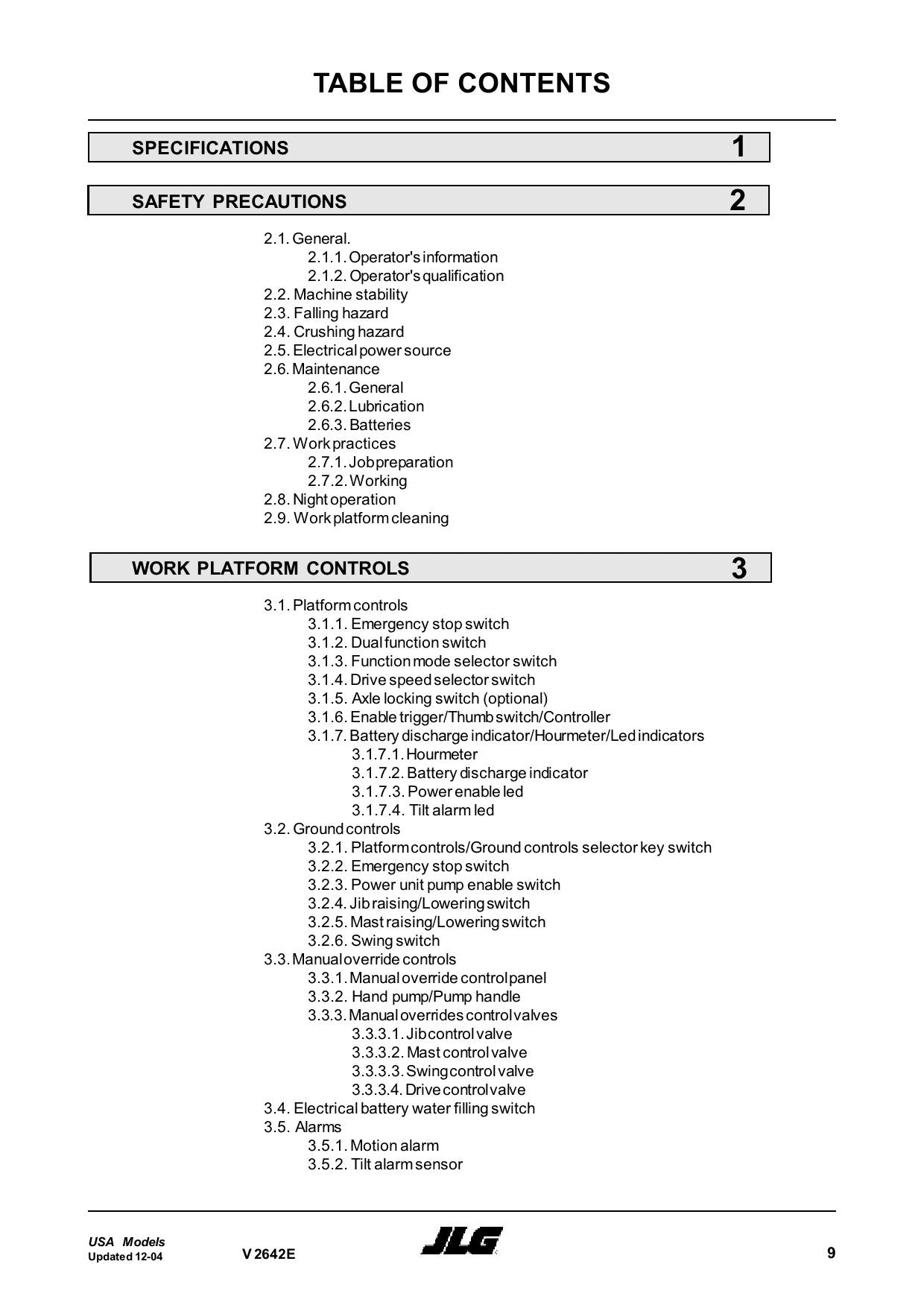 TOUCAN V2642E Vertical Lift Maintenance Operation Operators Manual