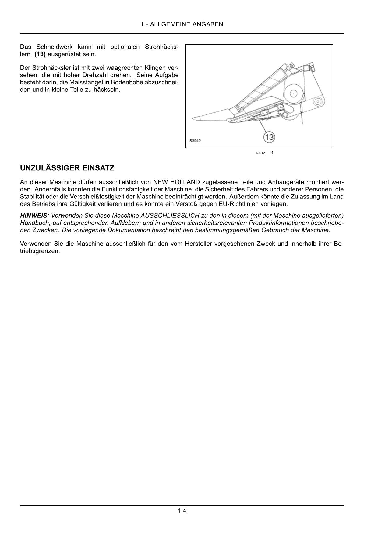 New Holland 980CF 06 980CF 08 Maisschneidwerk Manuel d'instructions