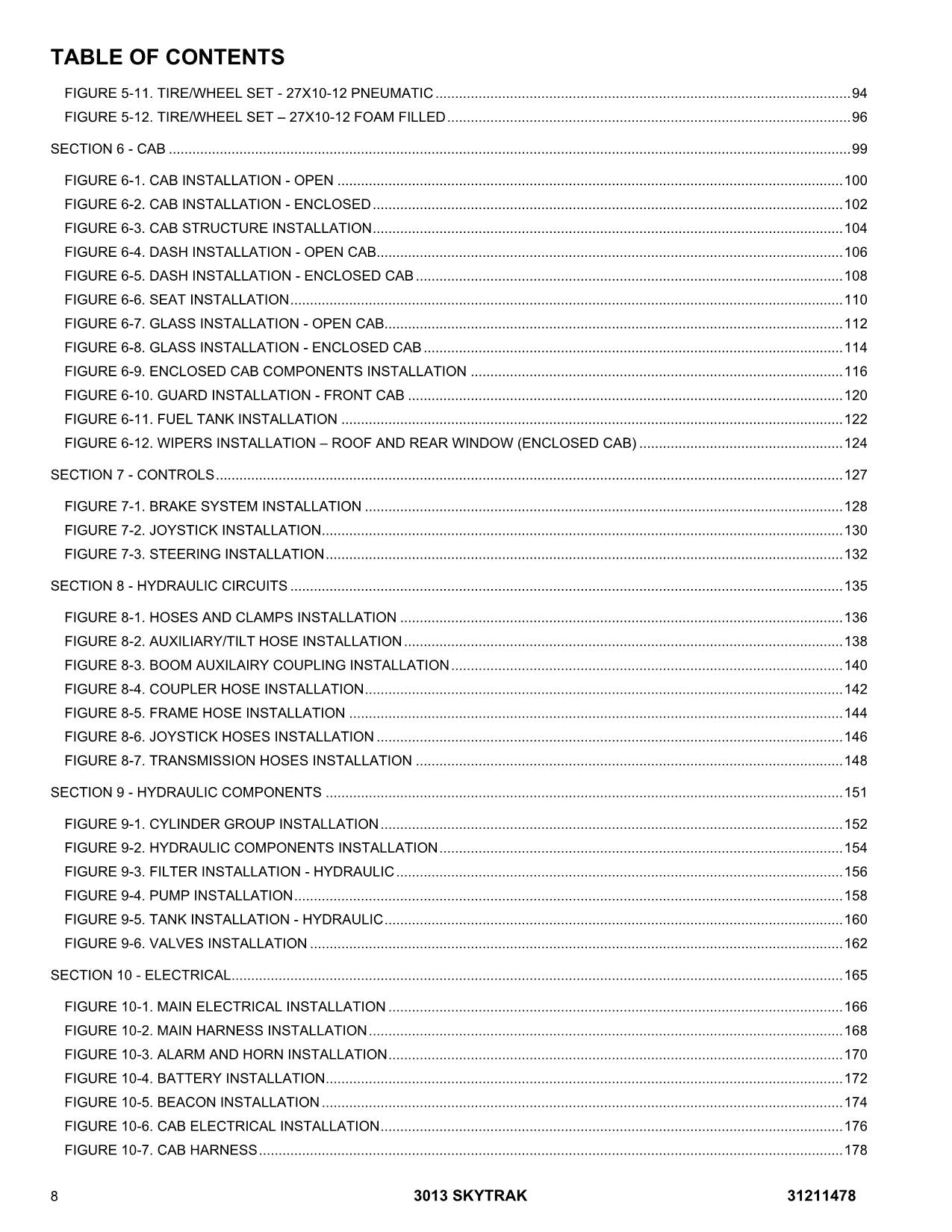 SKYTRAK 3013 Telehandler Parts Catalog Manual