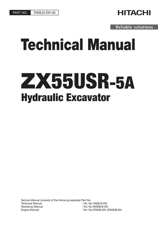 Hitachi ZX55USR-5A Excavator Service Manual with Schemes