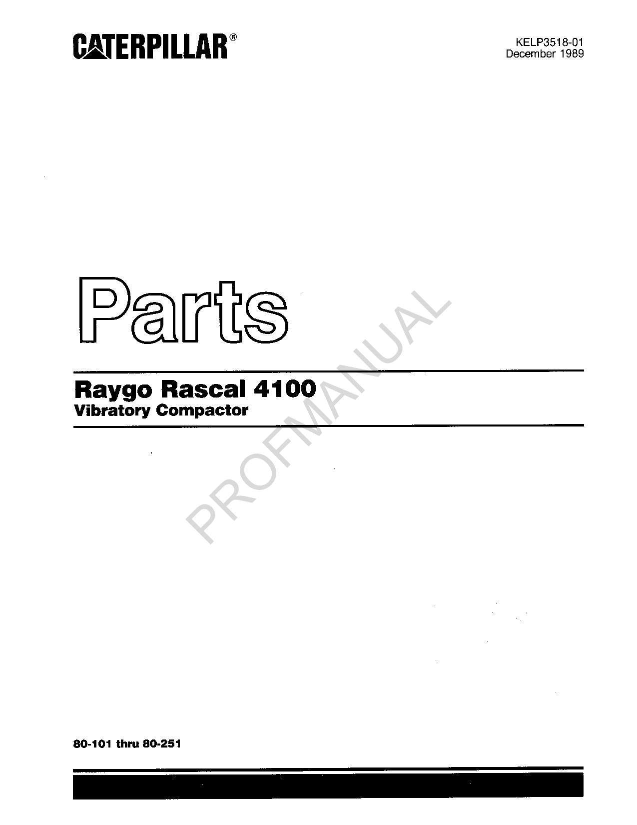 Ersatzteilkatalog für Vibrationsverdichter Caterpillar Raygo Rascal 4100