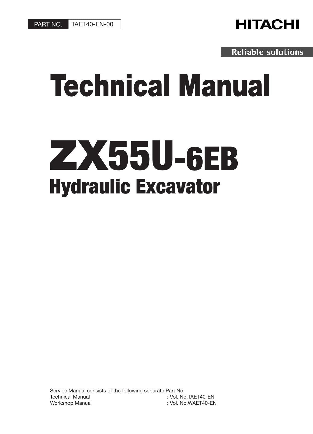 Hitachi ZX55U-6EB Excavator Service Manual with Schemes