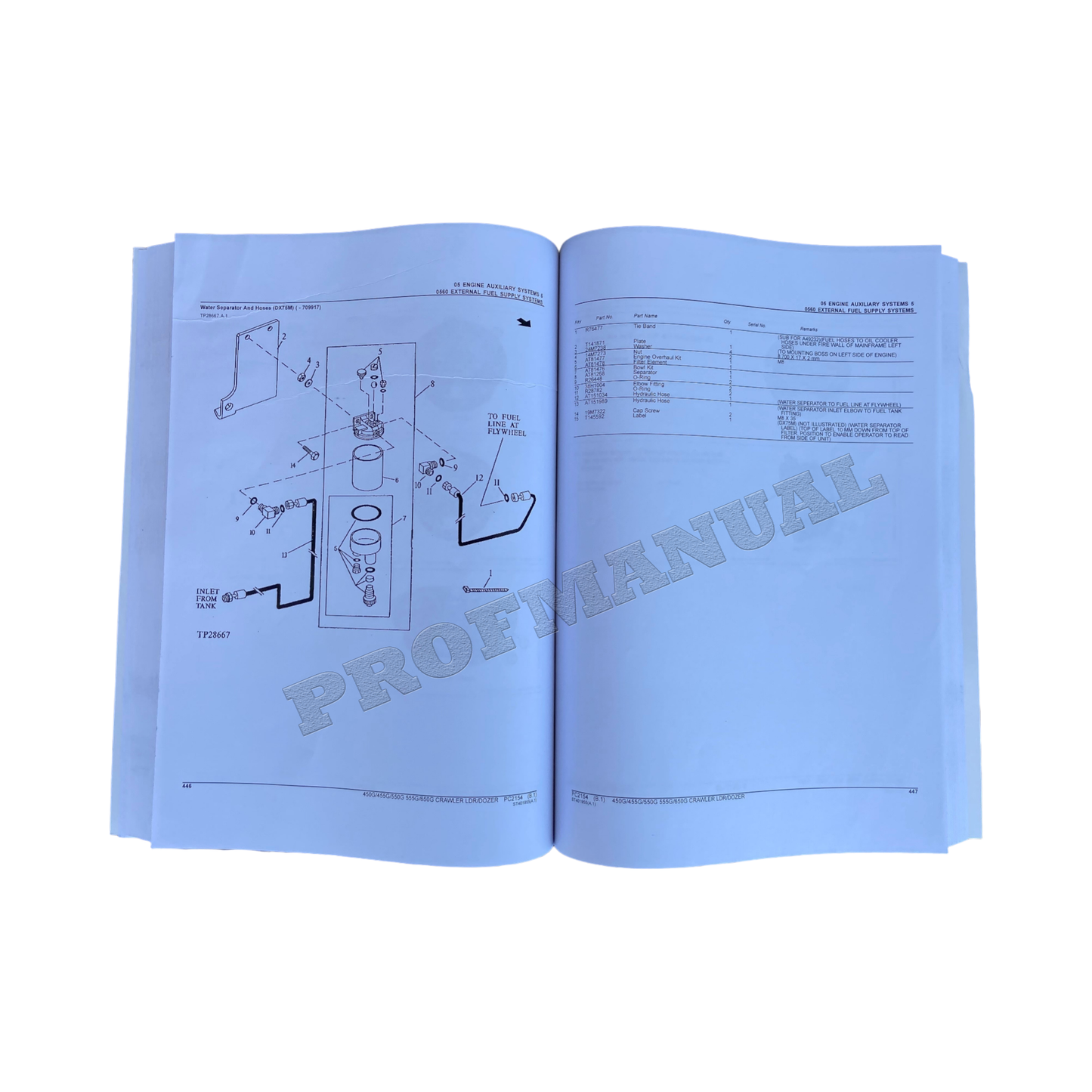 JOHN DEERE 450G 455G 550G 555G 650G Raupenplanierraupen-Ersatzteilkatalog-Handbuch