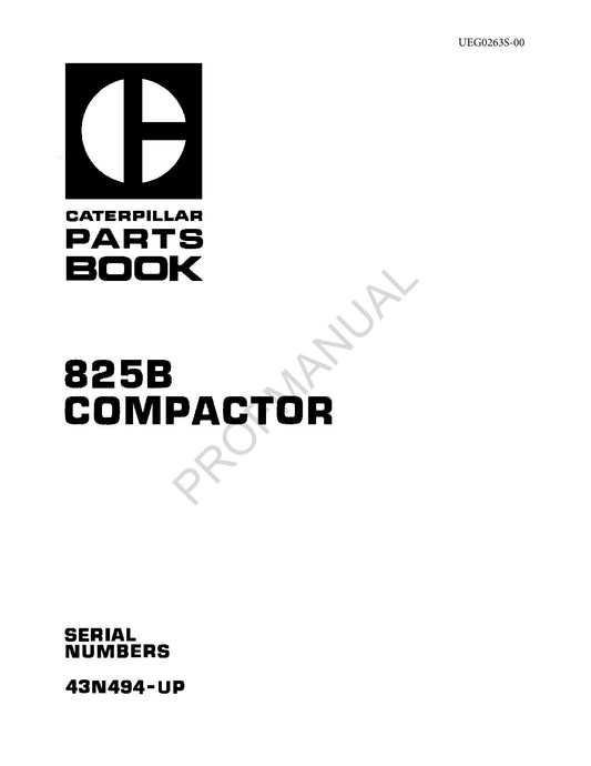 Caterpillar Cat 825B Compactor Parts Catalog Manual UEG0263S