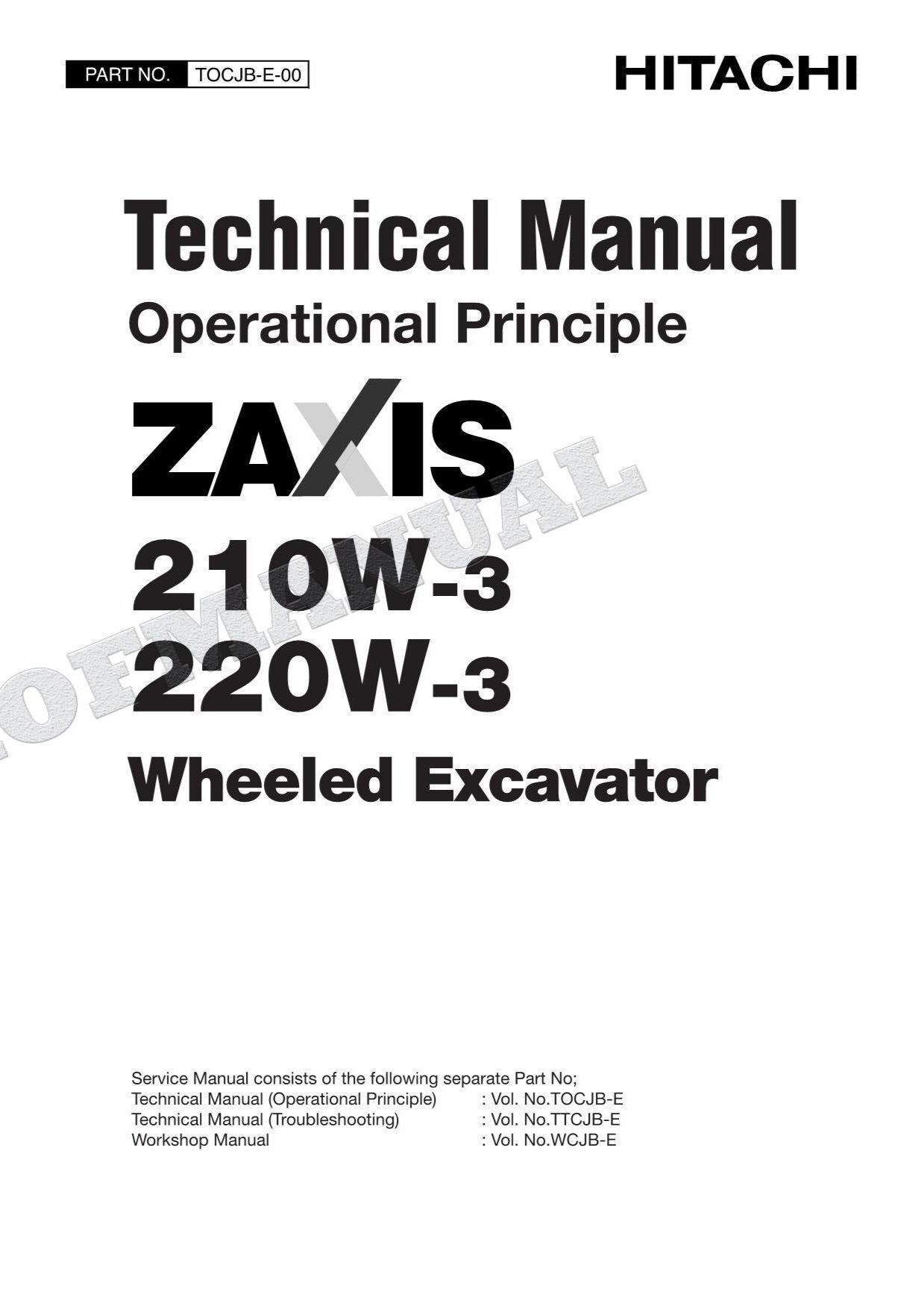 HITACHI ZX210W-3 ZX220W-3 Excavator Service Manual Operational Principle