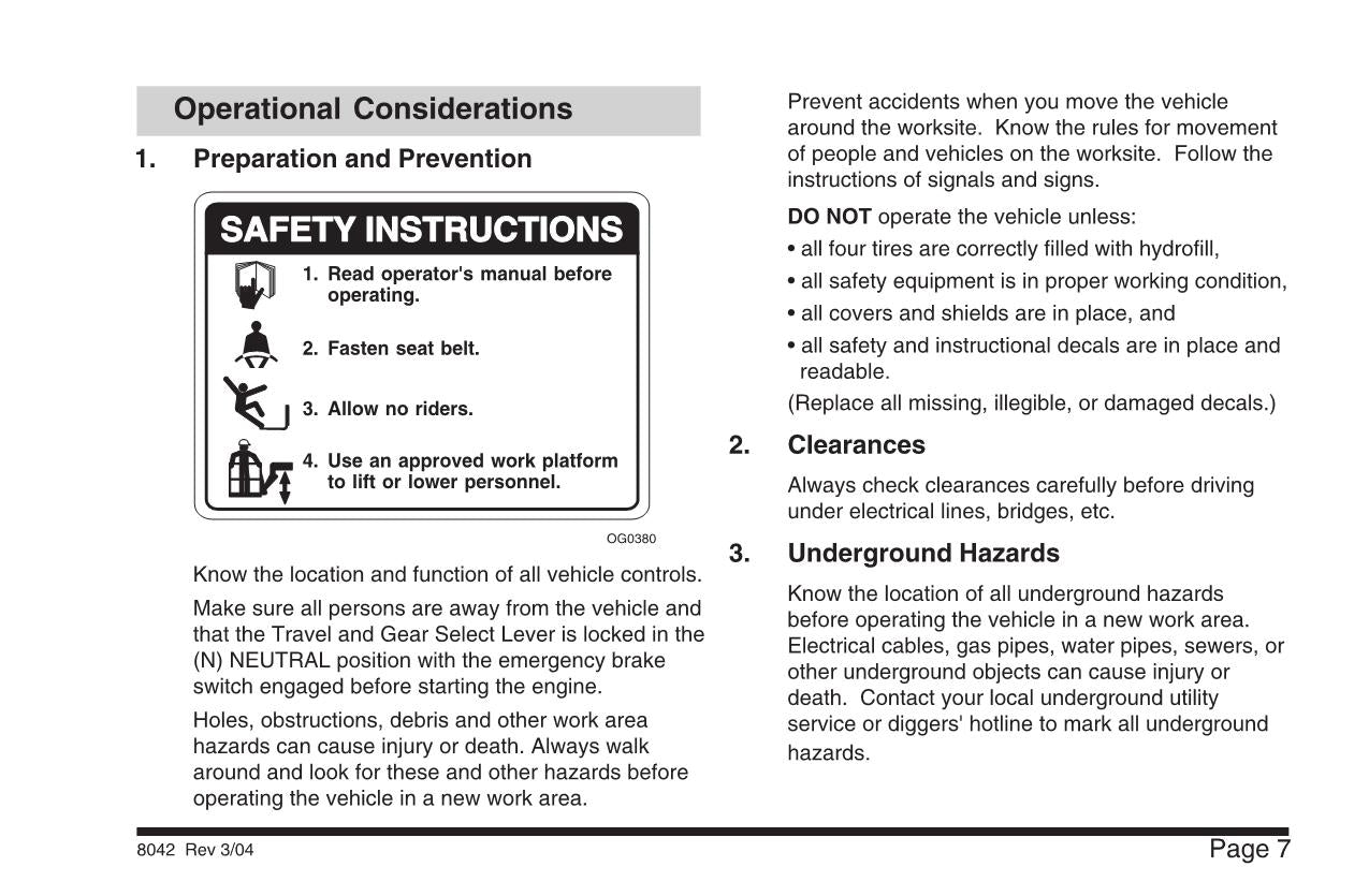 SKYTRAK 8042 Telehandler Maintenance Operation Operators Manual 8990360