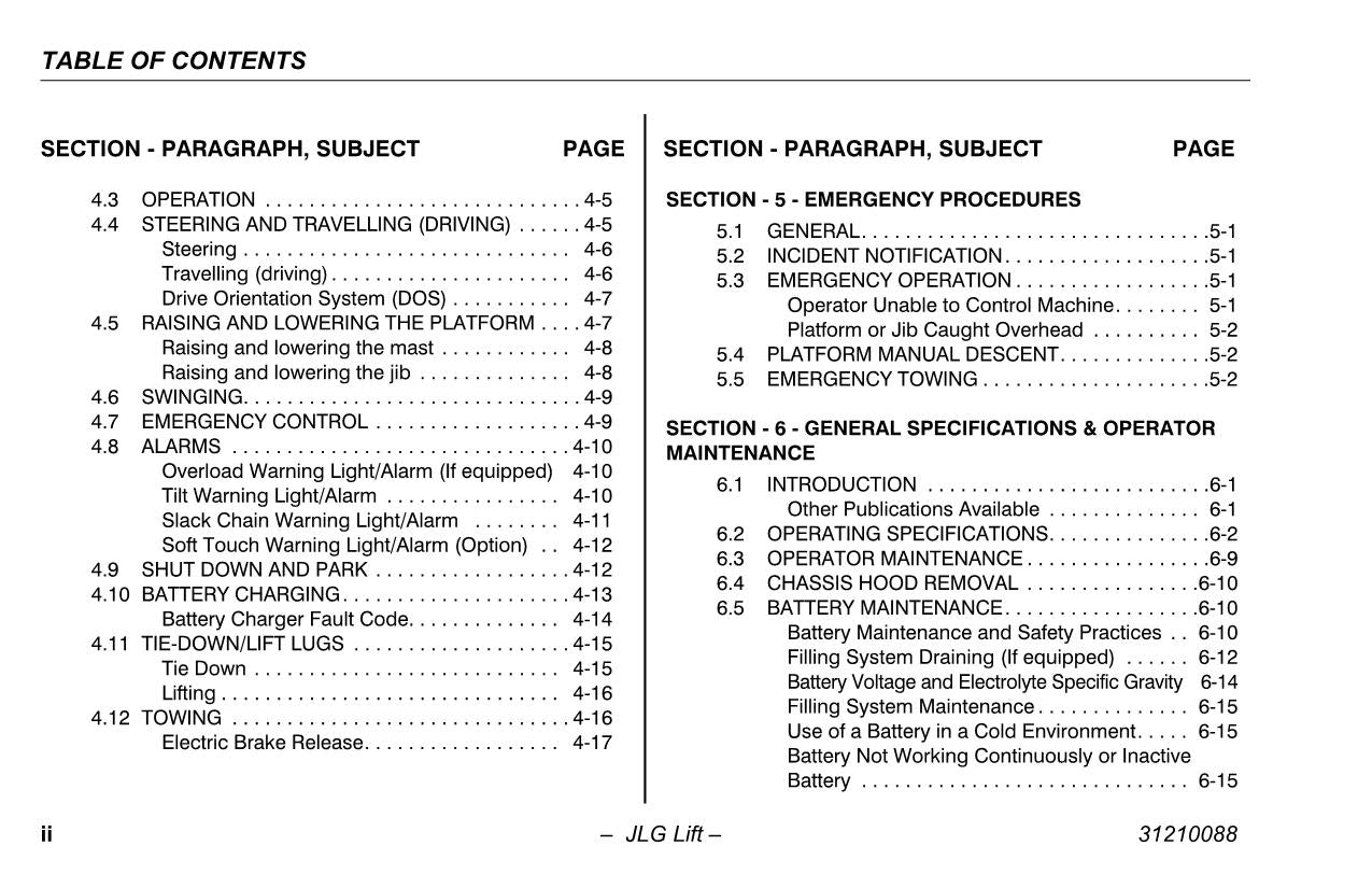 TOUCAN 10E 26E Vertical Lift Maintenance Operation Operators Manual 31210088