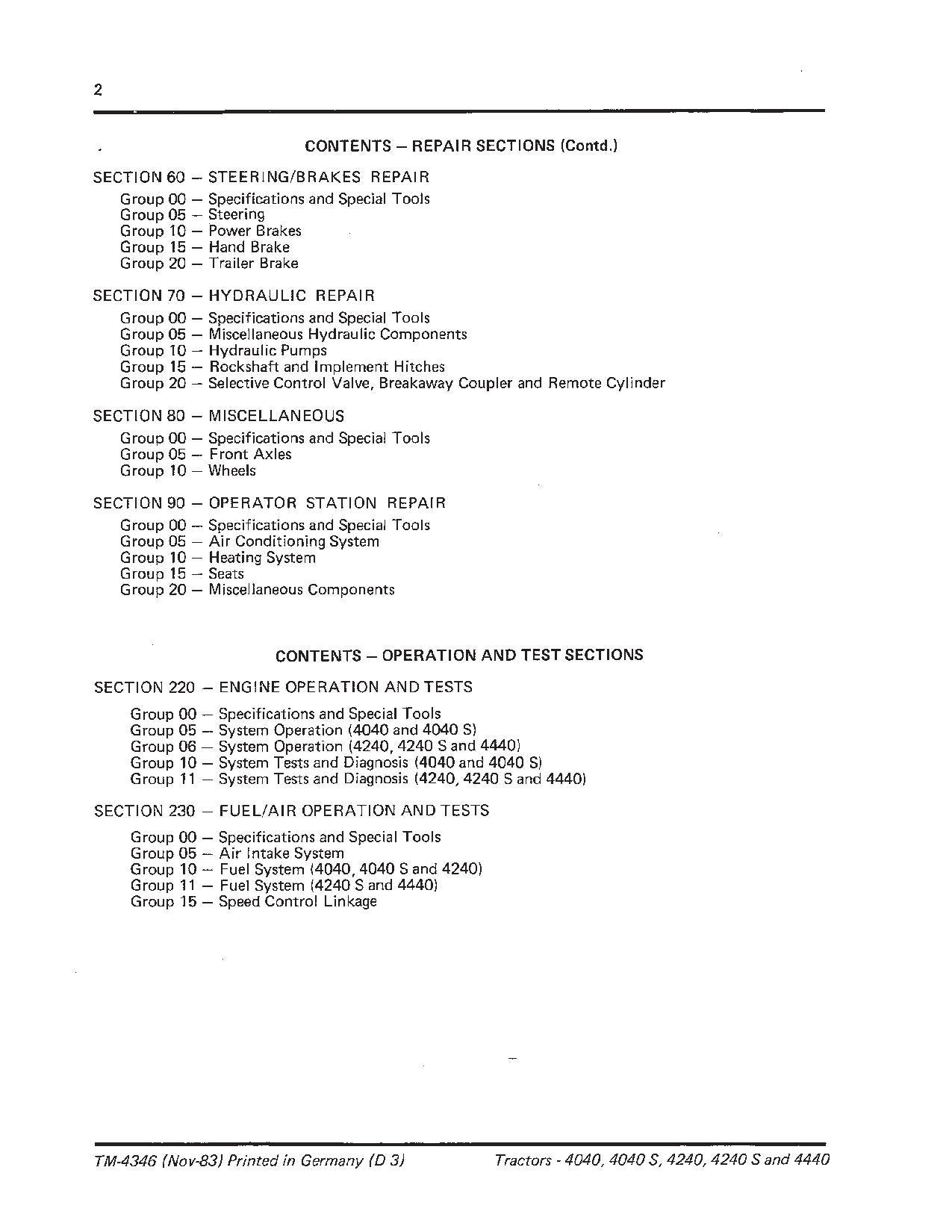 JOHN DEERE 4040 4040S 4240 4240S 4440 TRACTOR SERVICE MANUAL