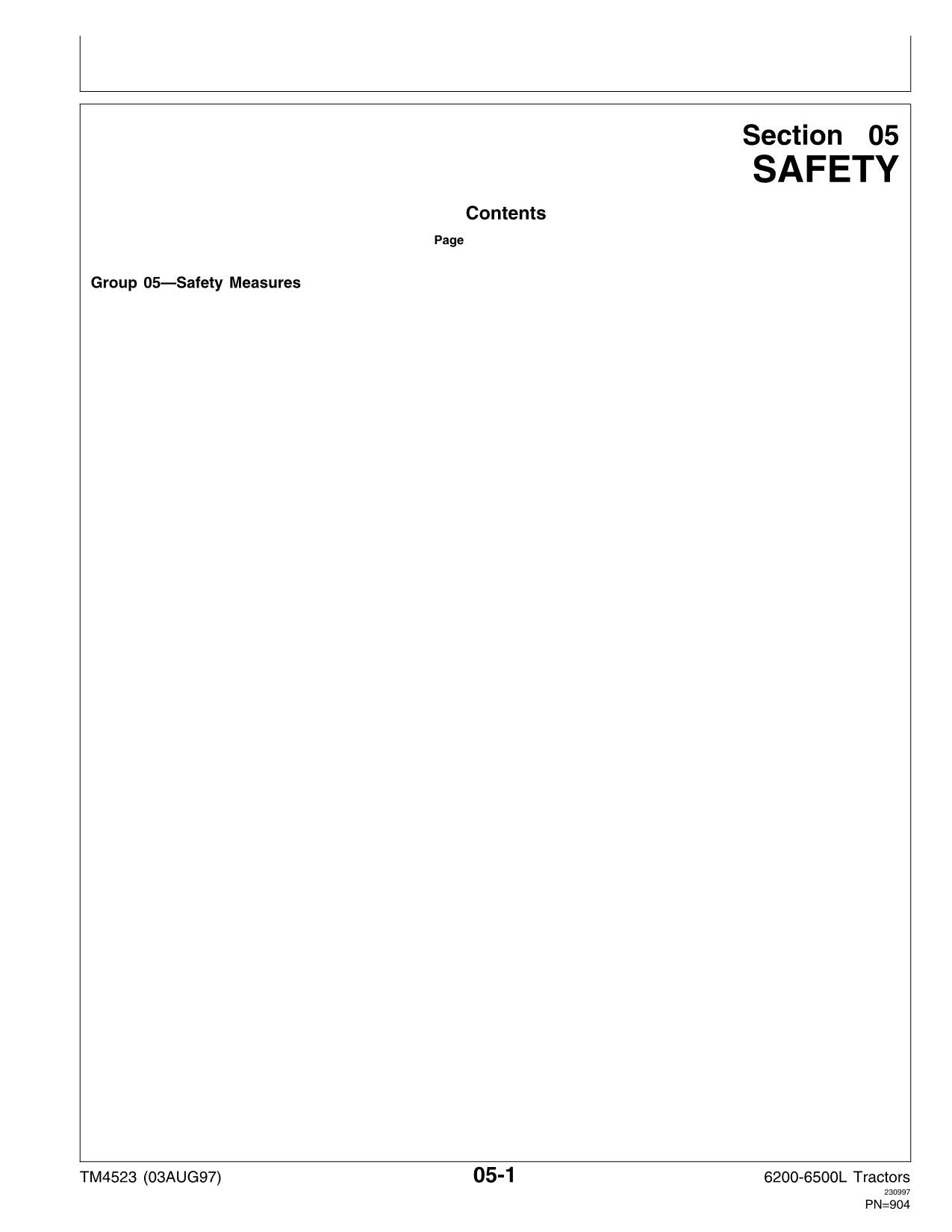 JOHN DEERE 6400 6400L 6500 6500L Tractor REPAIR SERVICE MANUAL