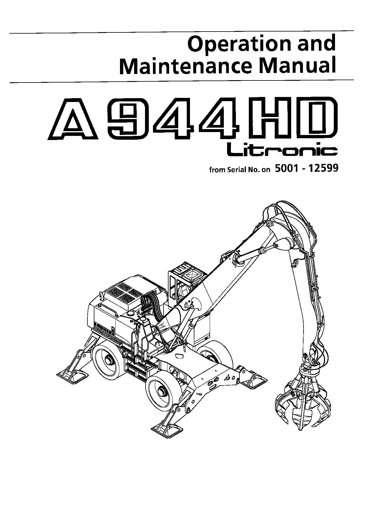 Liebherr A944 HD Litronic Excavator Operators manual