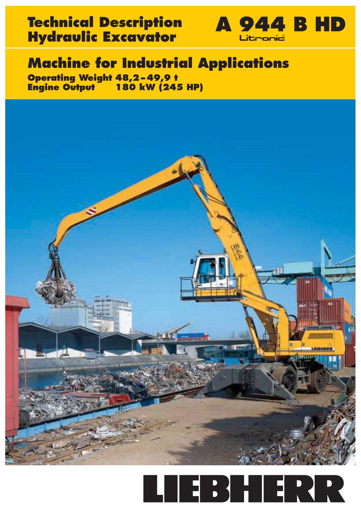 Manuel d'utilisation de la pelle Liebherr A944 B-HD LITRONIC