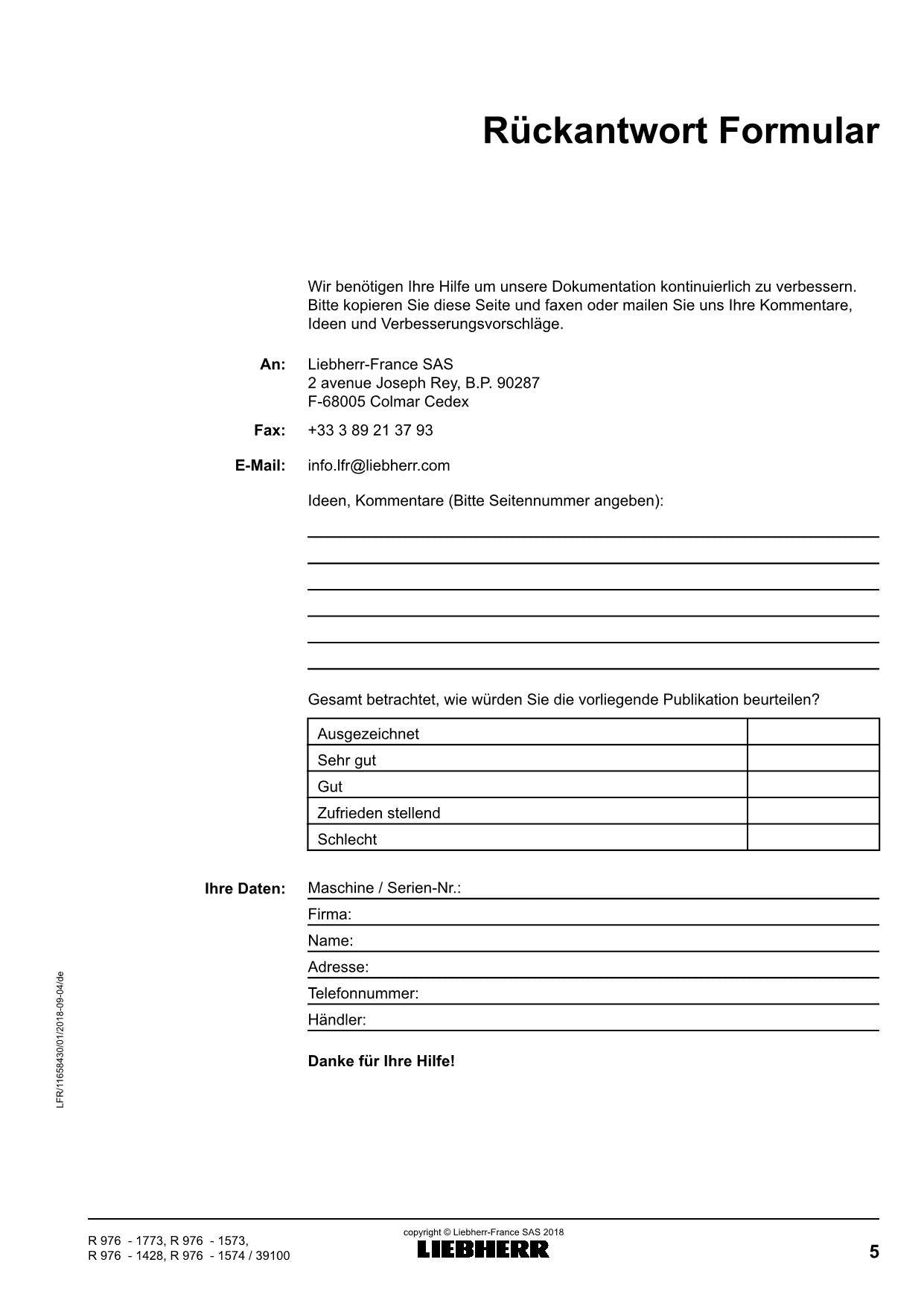 Liebherr R976 Hydraulikbagger Manuel d'instructions