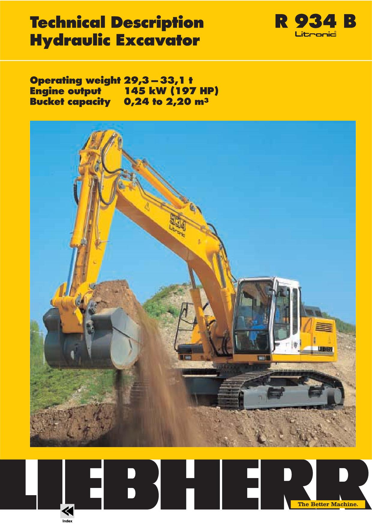 Liebherr R934 B Litronic Excavator Operators manual serial 16190