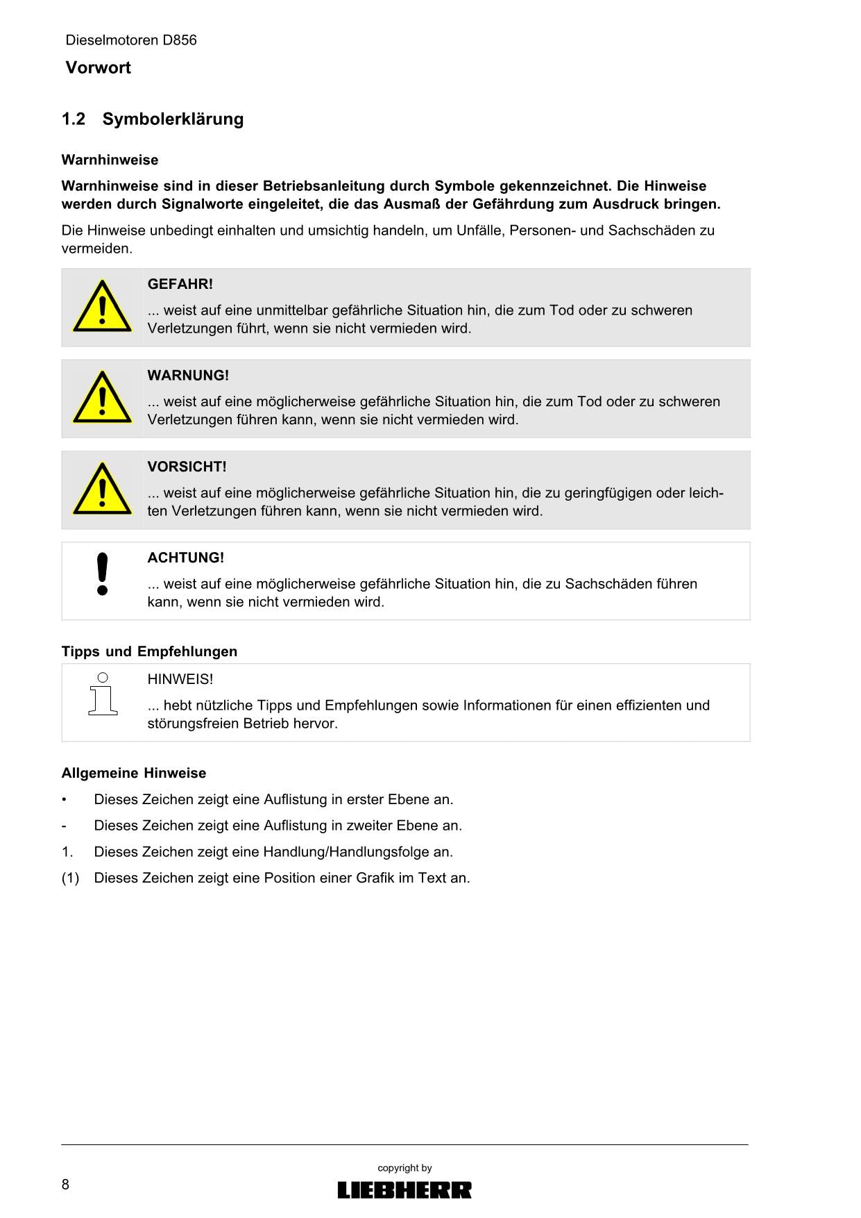 Liebherr D856 A7 SCR Moteur Diesel Manuel d'instructions