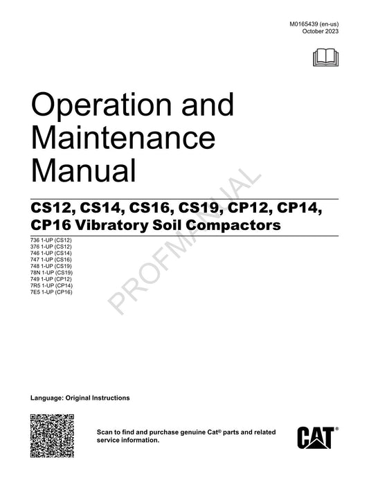 Caterpillar CP12 CP14 CP16 Vibrationsbodenverdichter Bedienungsanleitung