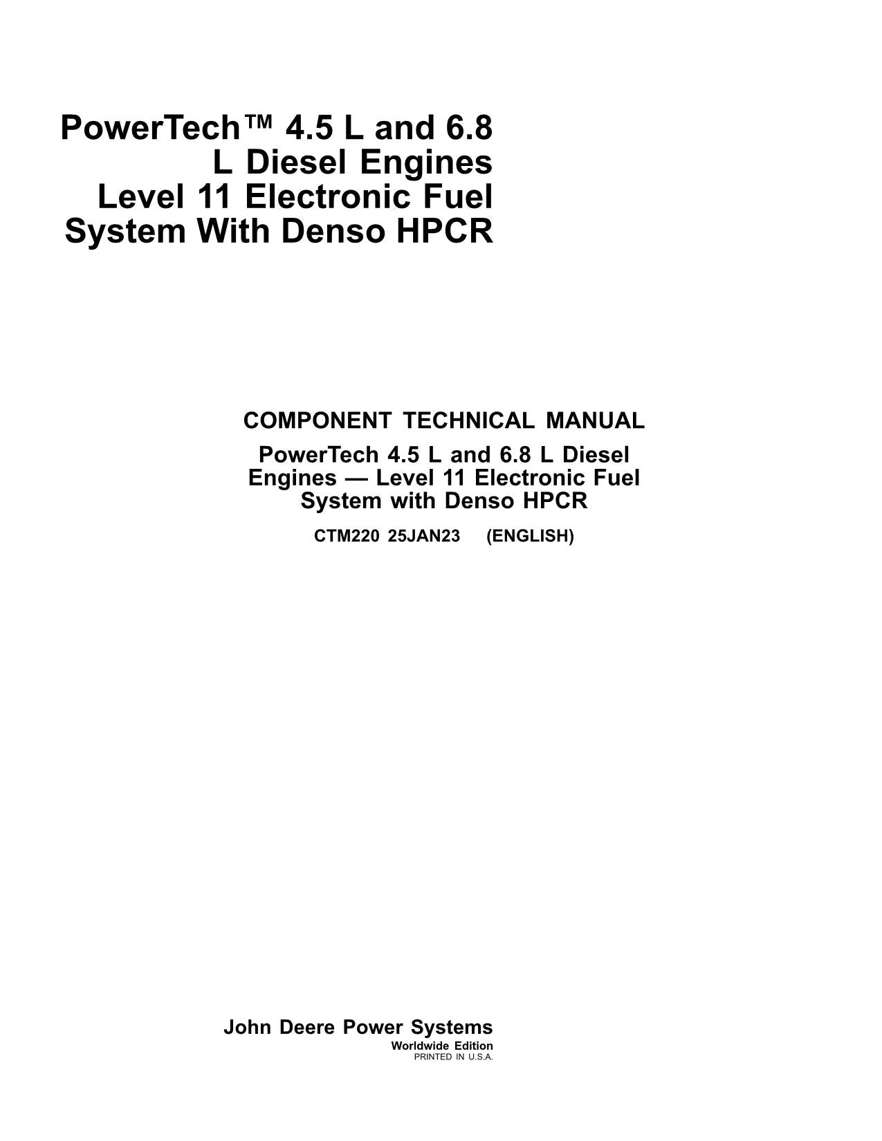 John Deere PowerTech 4.5 L 6.8 L Engine Fuel System Service Manual WORLDWIDE