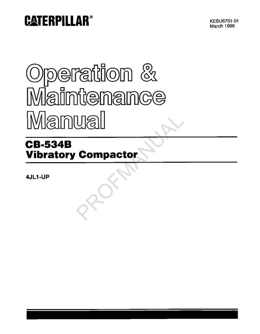 Caterpillar CB 534B Vibrationsverdichter Bediener Wartungshandbuch