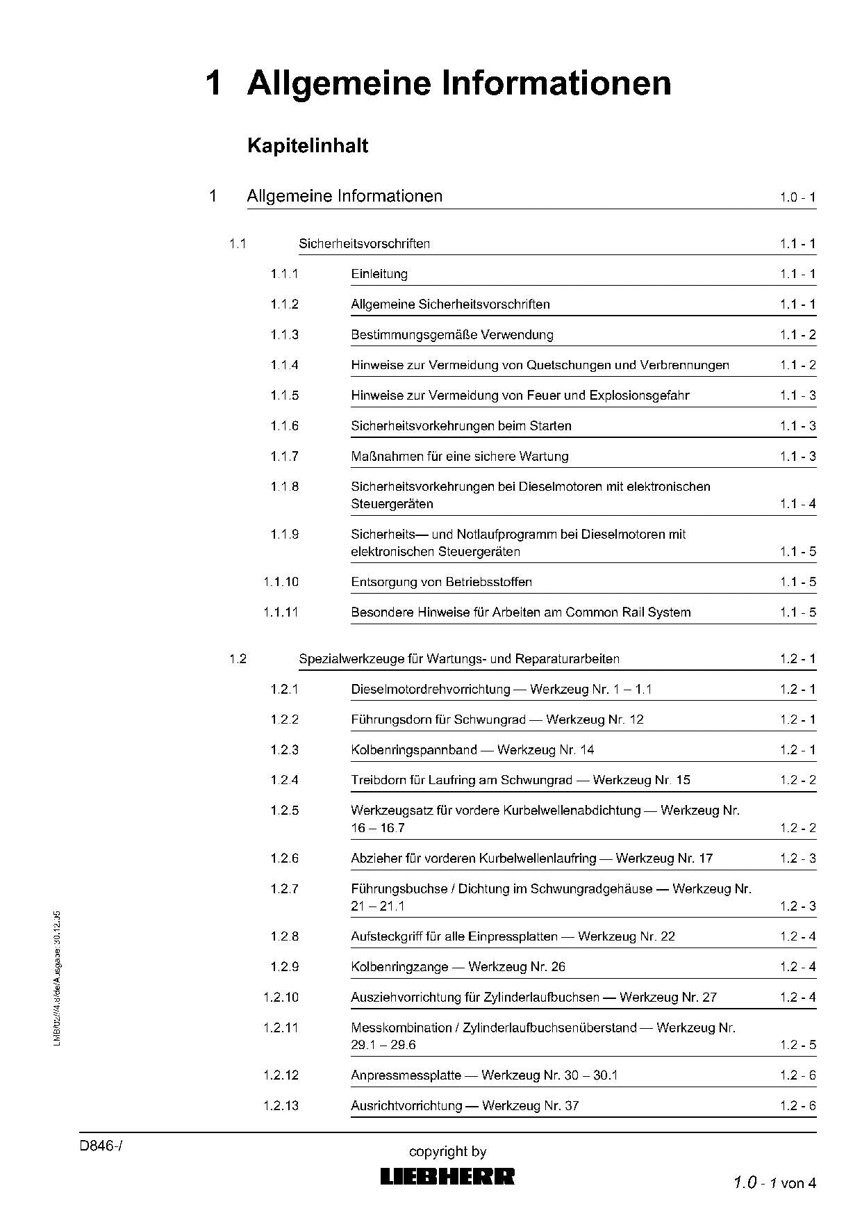 Liebherr D846 Dieselmotor Reparaturhandbuch Werkstatthandbuch