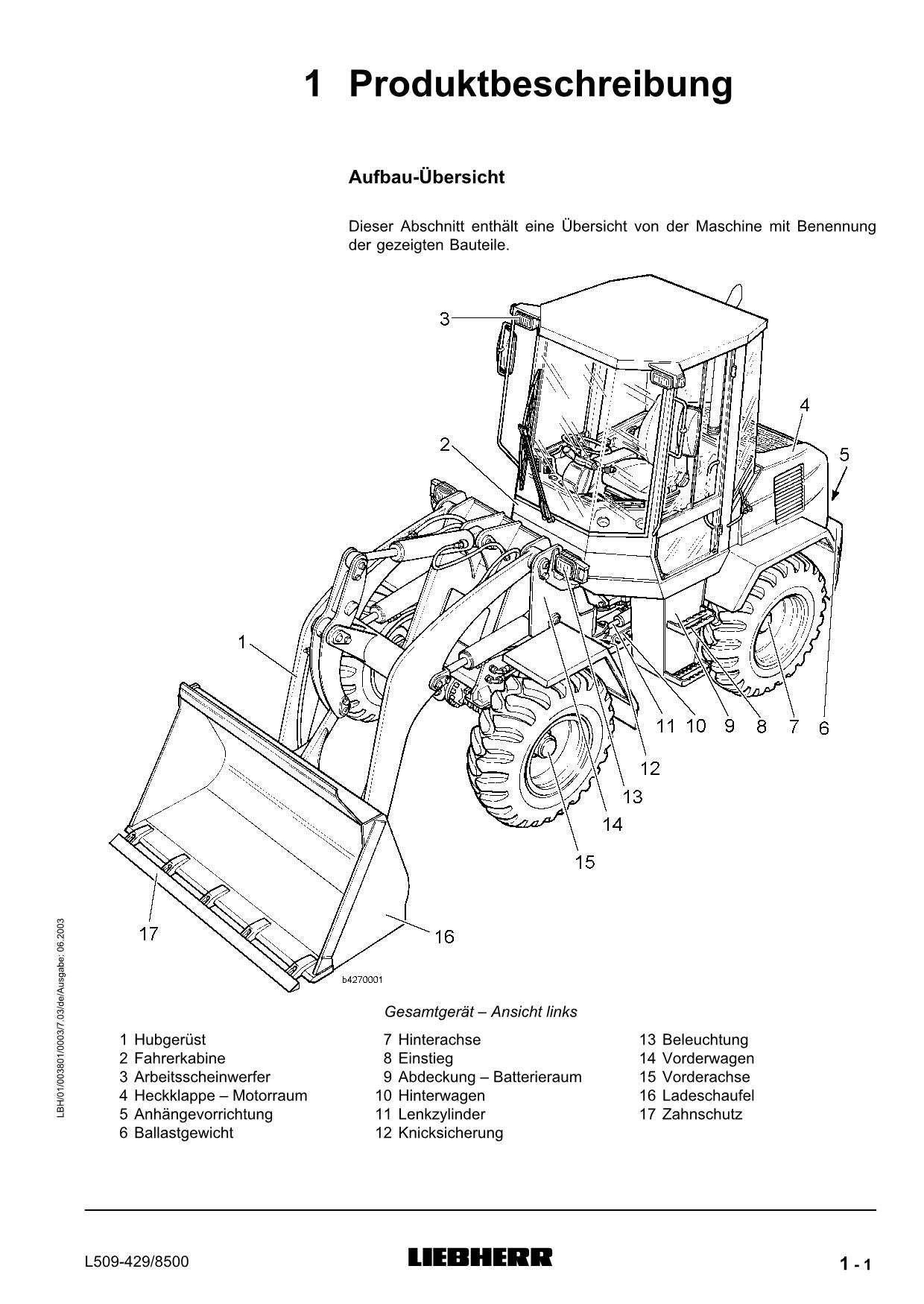 Liebherr L509 Stereolader Radlader Manuel d'instructions