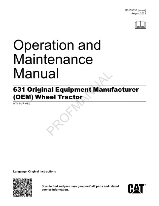 Caterpillar 631 Equipment Manufacturer Wheel Tractor Operators Manual WY41-UP