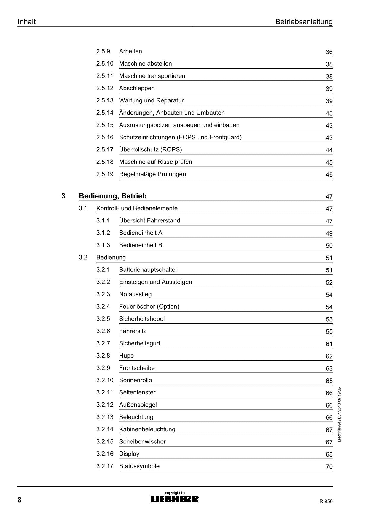 Liebherr R956 Hydraulikbagger Betriebsanleitung 1208 37192