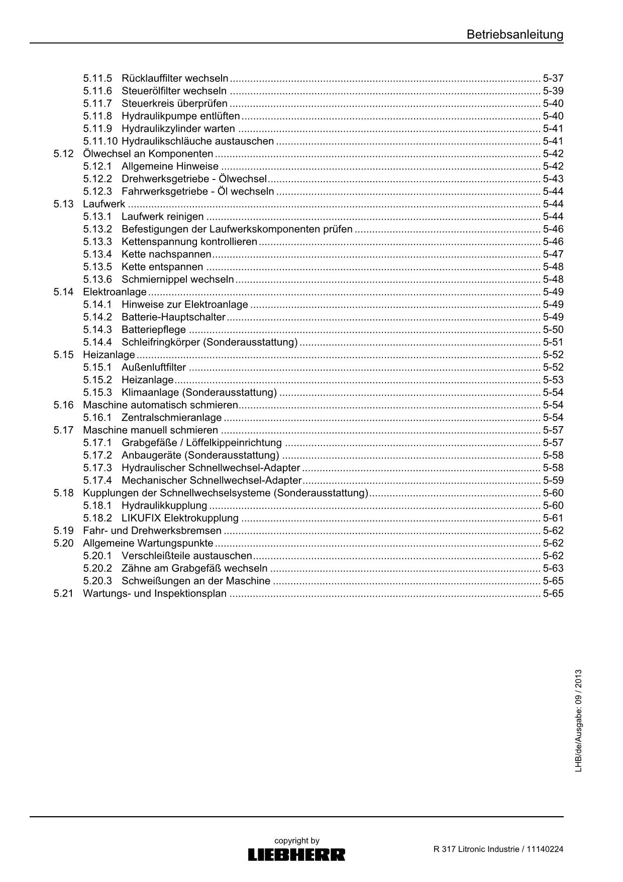 Liebherr R317 Litronic Industrie Umschlaggerät Betriebsanleitung