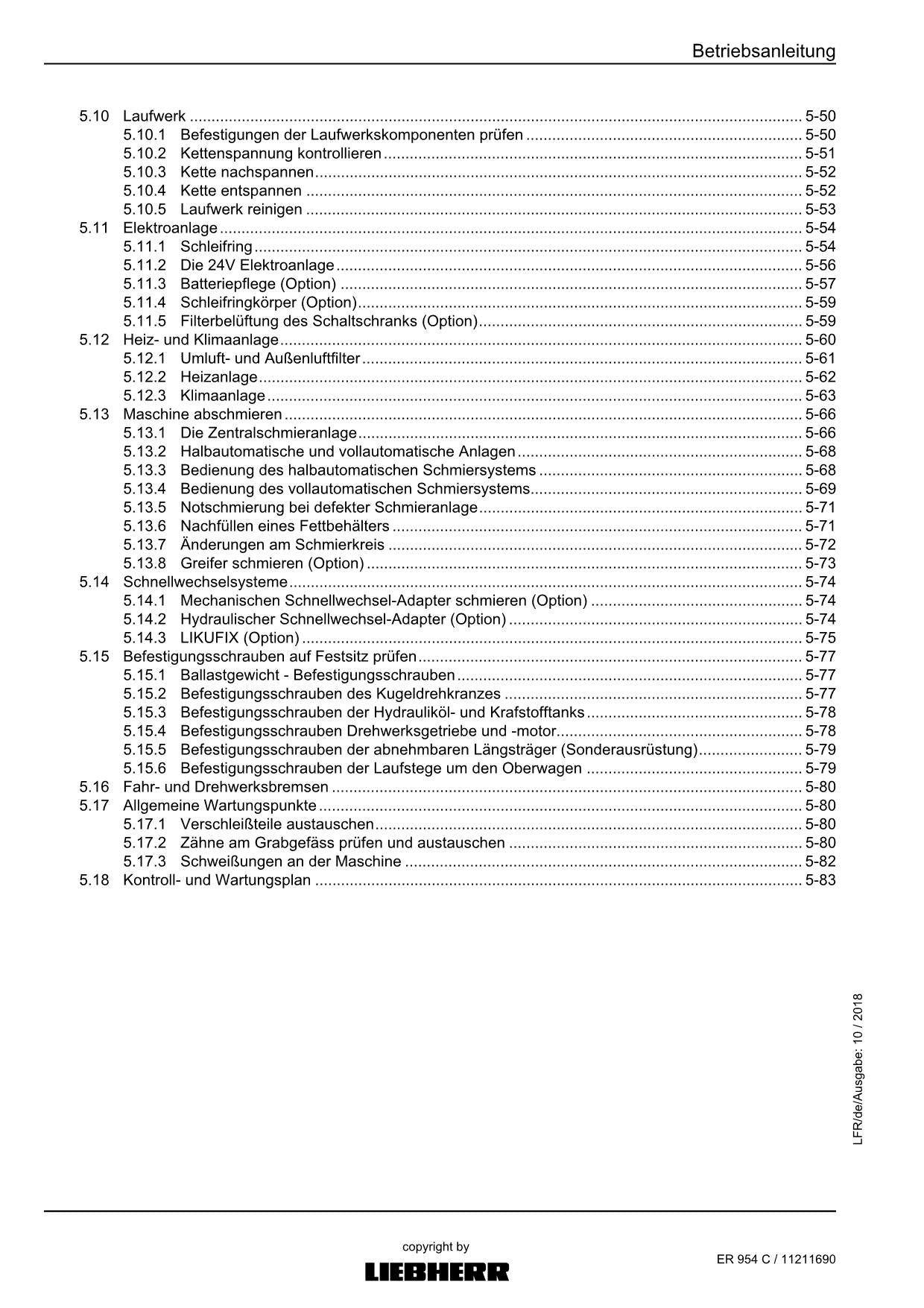 Liebherr ER954 C Hydraulikbagger Betriebsanleitung FR