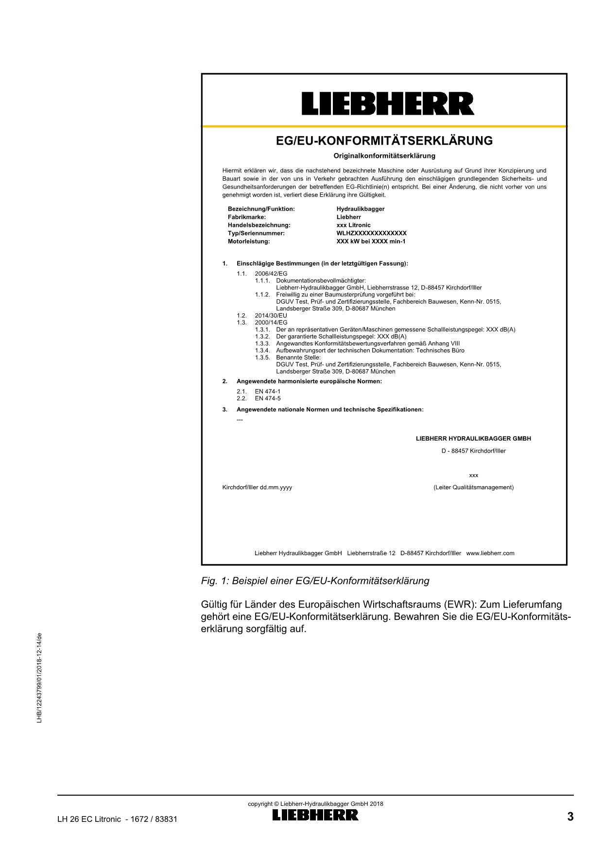 Liebherr LH26 EC Litronic Materialumschlagmaschine Betriebsanleitung