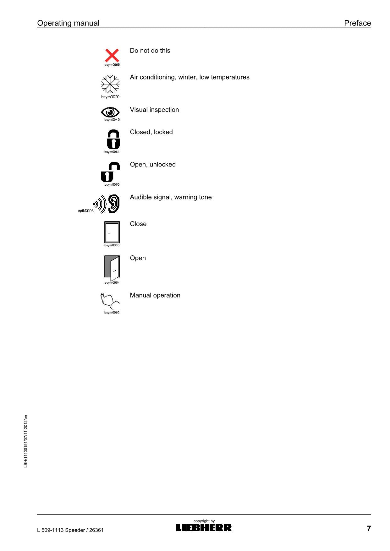 Liebherr L509-1113 Speeder Wheel Loader Operators manual