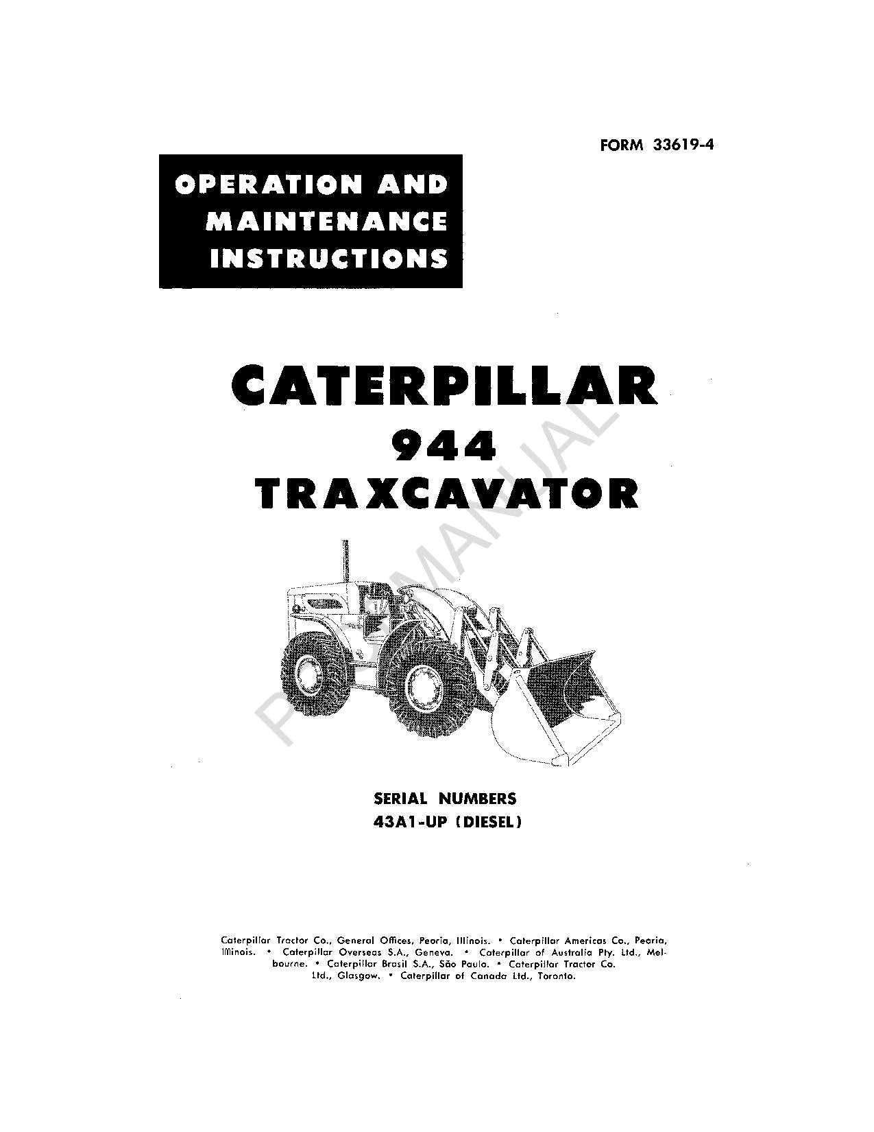 Caterpillar 944 Traxcavator Bediener-Wartungshandbuch 43A1-Up