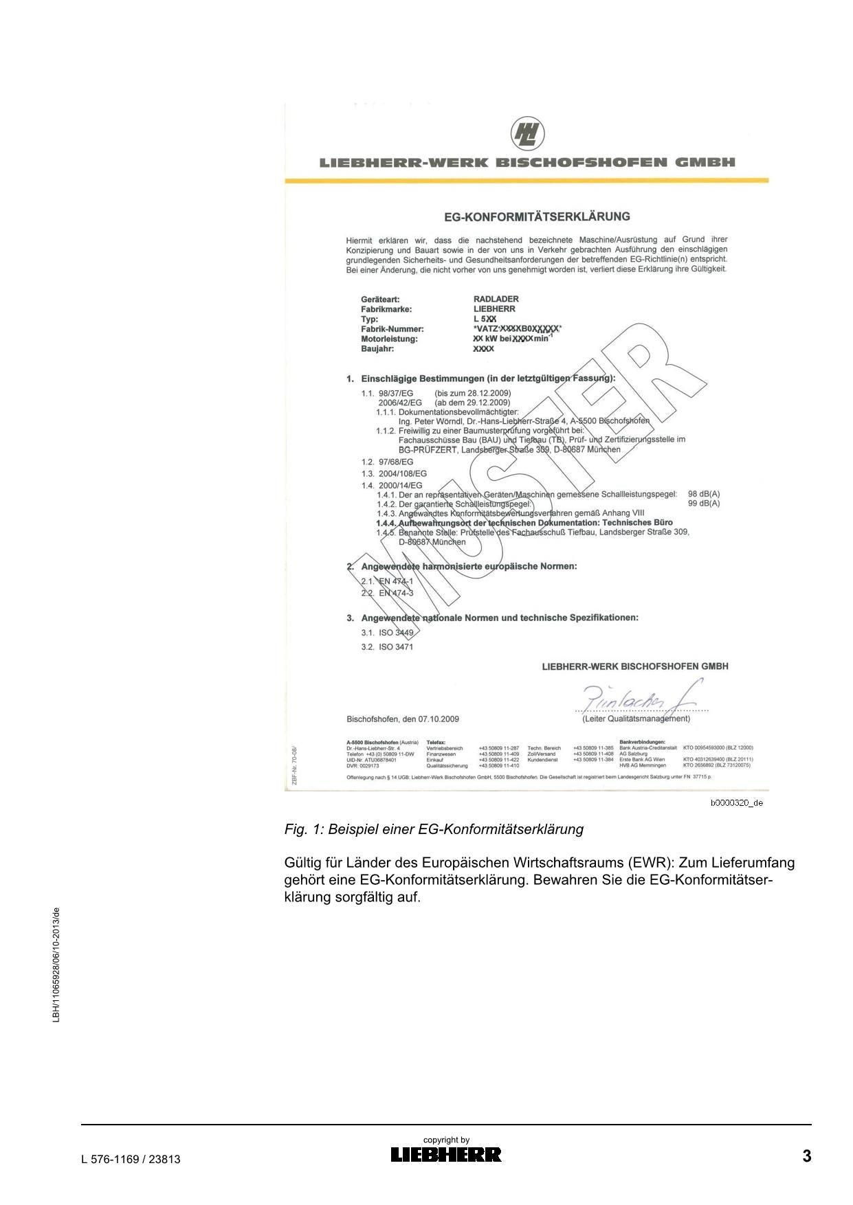 Liebherr L576 Radlader Betriebsanleitung ser 23813