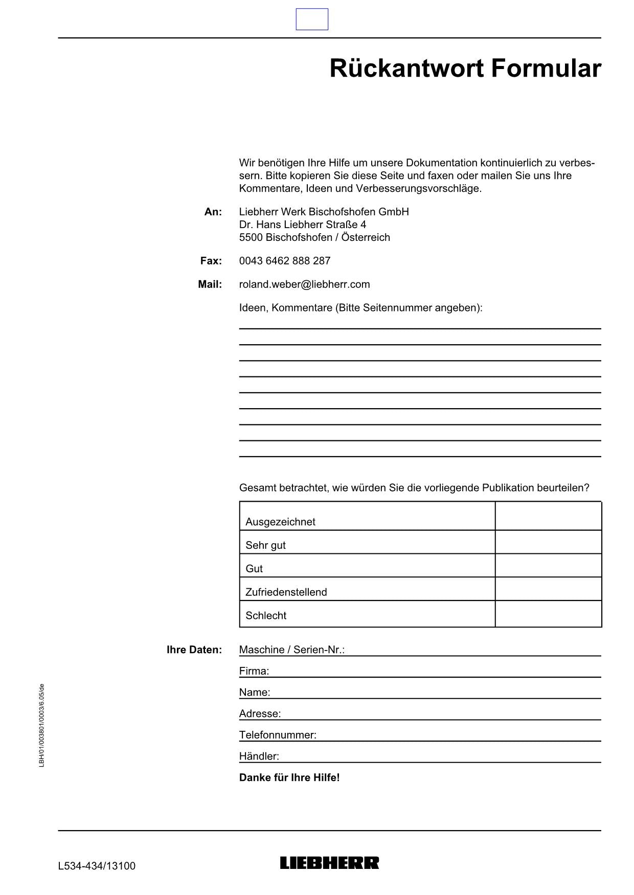 Liebherr L534 Radlader Manuel d'instructions