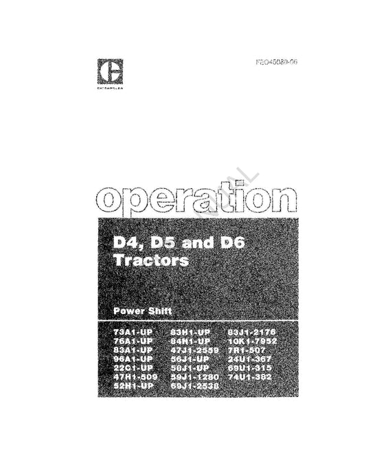 Manuel d'utilisation du tracteur Caterpillar D4 D5 D6