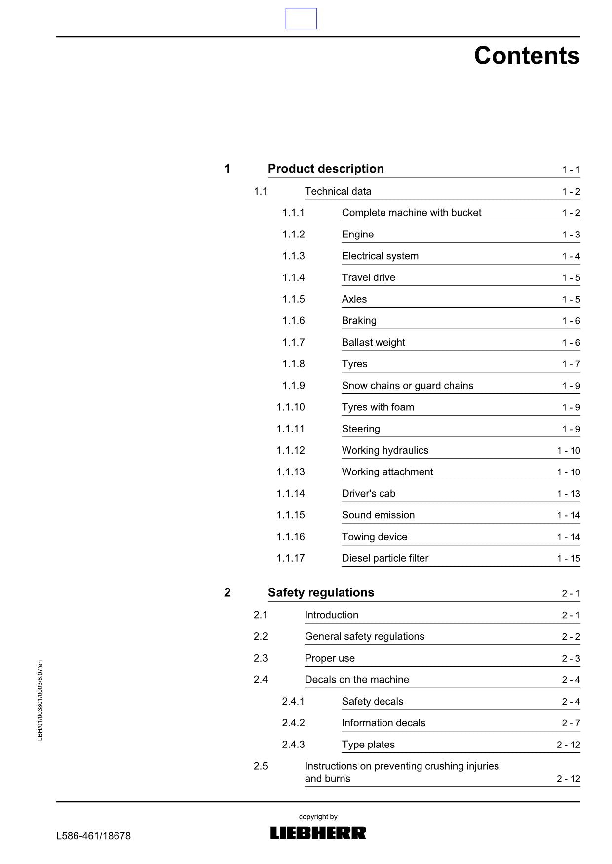 Liebherr L586 2plus2 Wheel Loader Operators manual