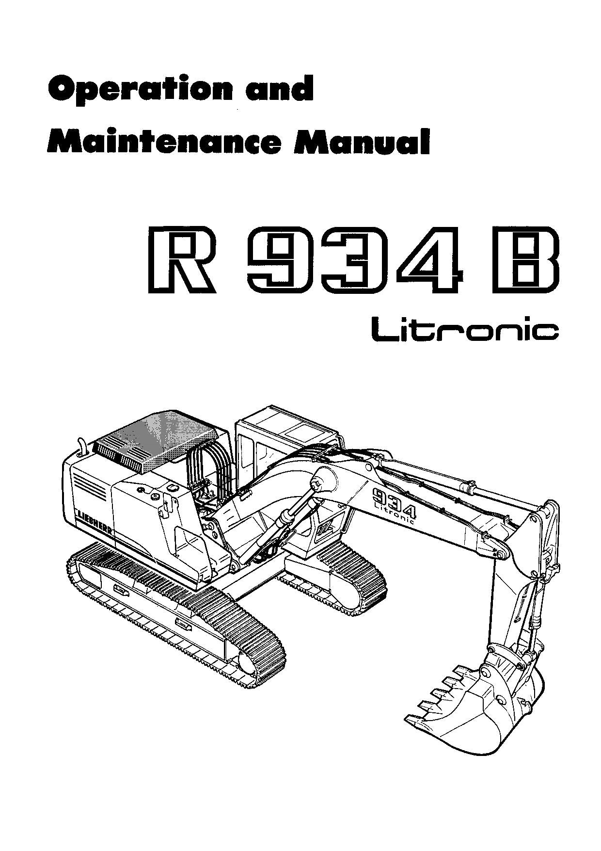 Liebherr R934 B Litronic Excavator Operators manual serial 16190